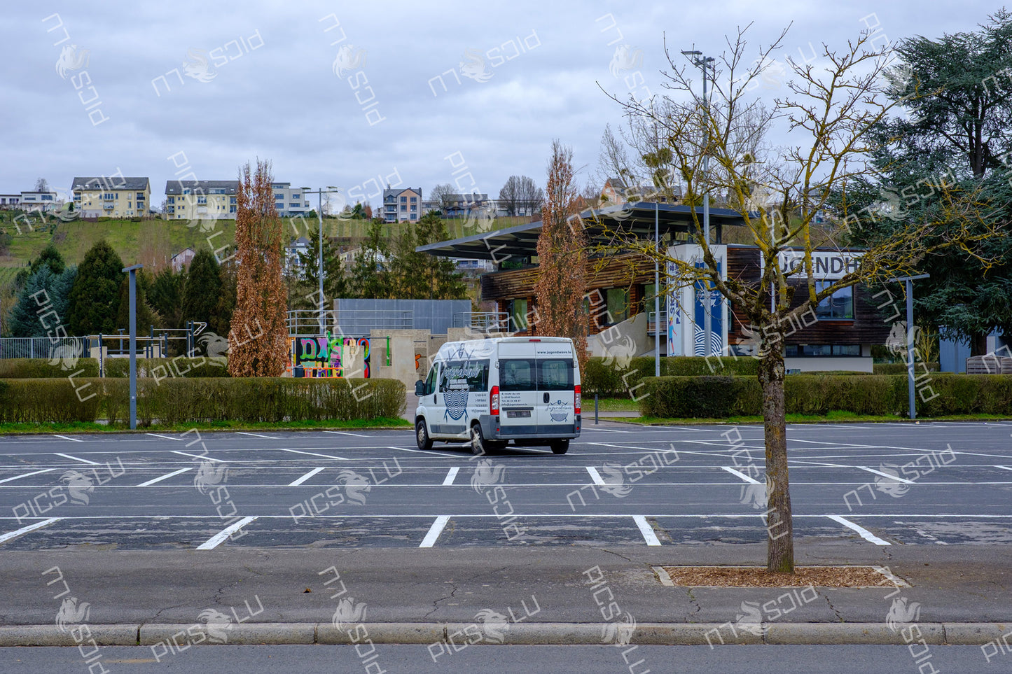Youth center and van in Remich, Luxembourg