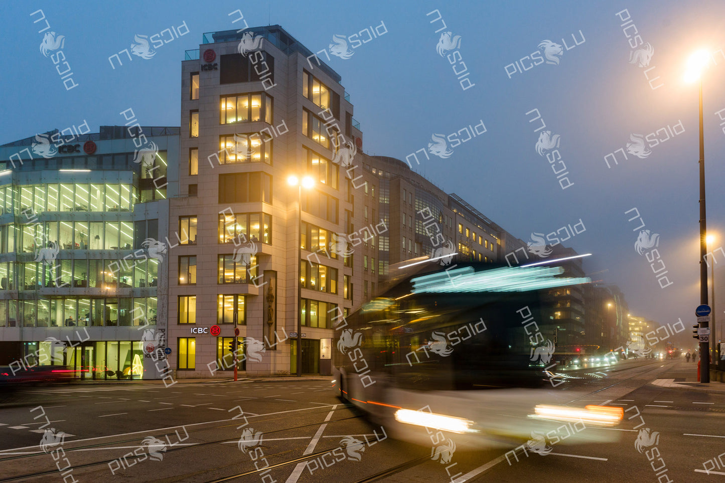 Evening Traffic in Financial District bus