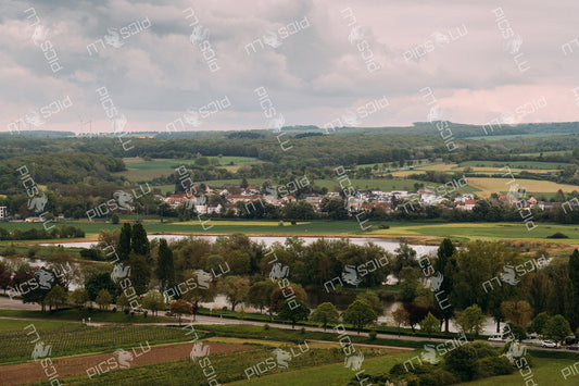 Landscape view of Palzem and Moselle River from Remich hills