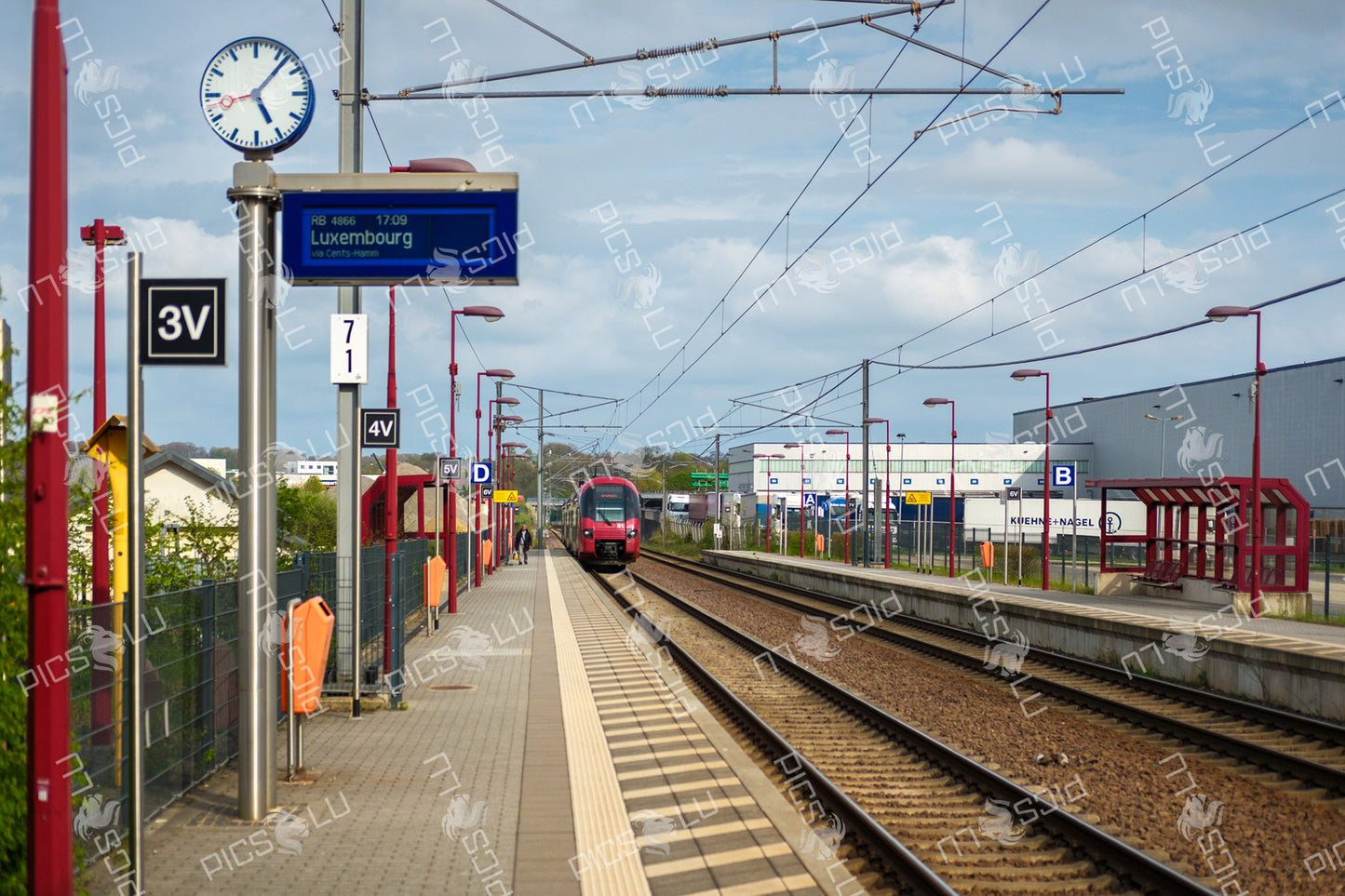 CFL train arriving at Contern station, Luxembourg