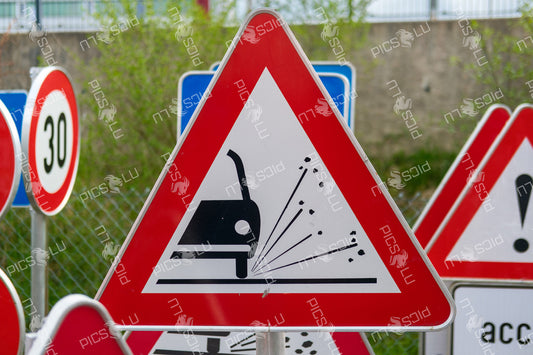 Loose gravel road sign in Contern, Luxembourg