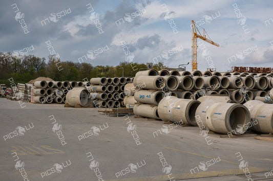 Construction site pipe depot in Contern