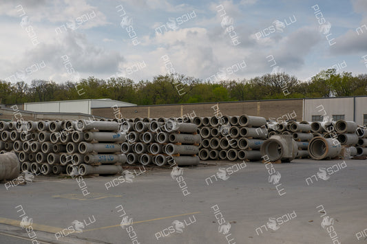 Pipe storage yard at a construction site in Sandweiler
