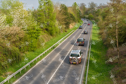 Spring traffic on the road near Sandweiler