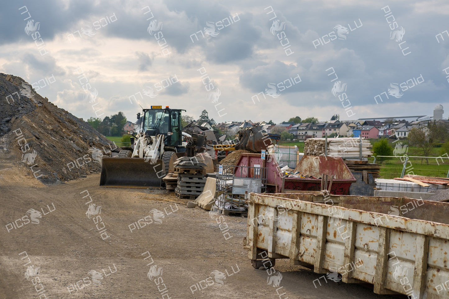 Construction site with loader in Sandweiler, Luxembourg