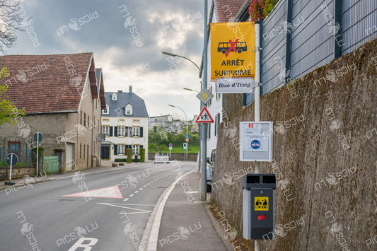 Discontinued bus stop on Rue d'Itzig in Sandweiler