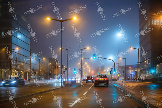 Foggy evening in Kirchberg Luxembourg
