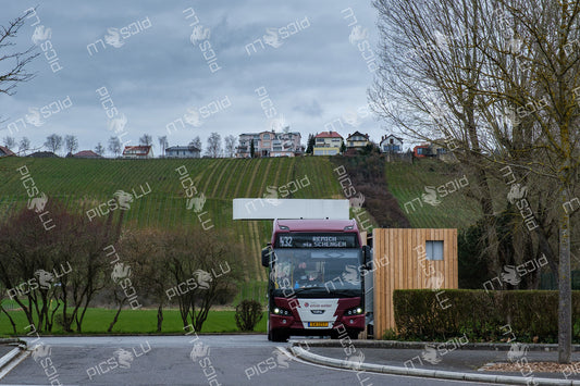 Line 432 bus toward Remich passing vineyard slopes