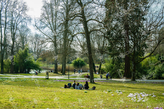 Relaxing spring day at a park in Luxembourg