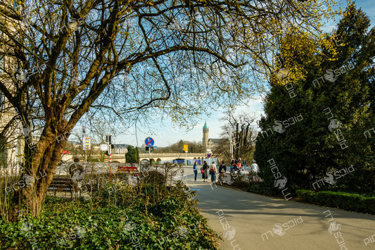 Spring walk near Adolphe Bridge in Luxembourg city