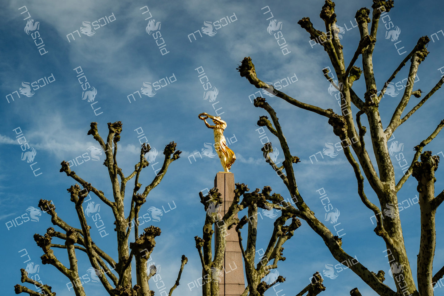 Golden Lady monument Luxembourg city