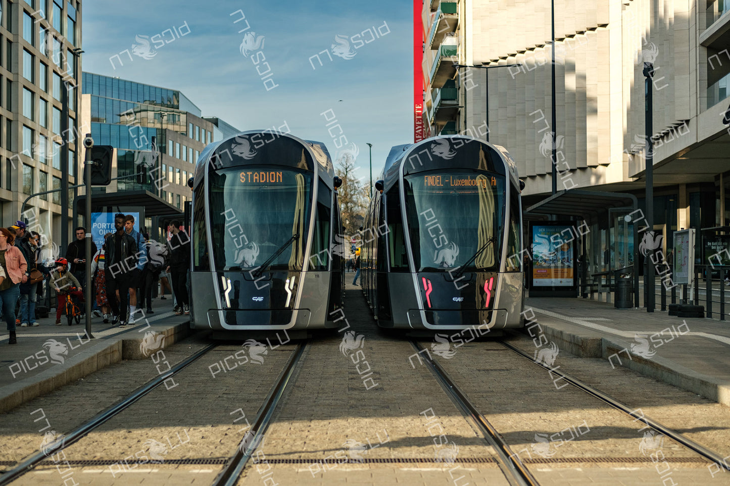 Trams In Luxembourg City station