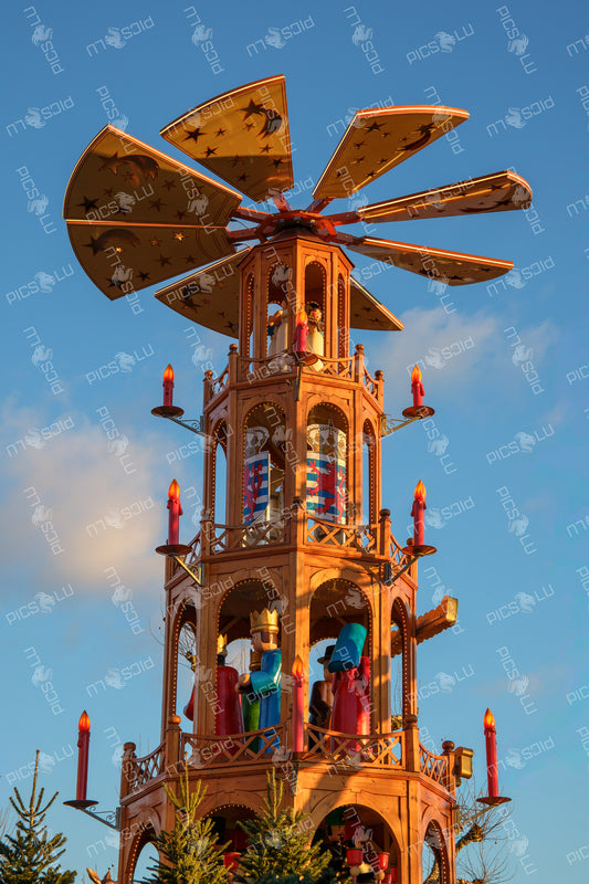 Traditional wooden Christmas pyramid (Weihnachtspyramide) carousel