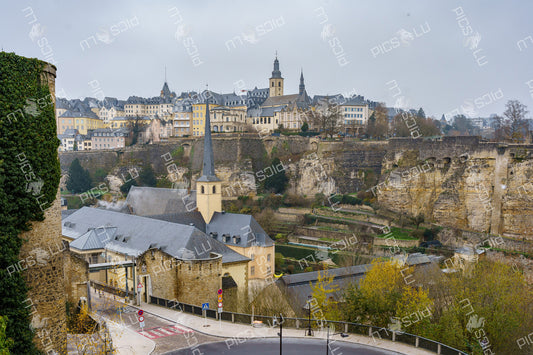 Panoramic view of the historic city center in Luxembourg