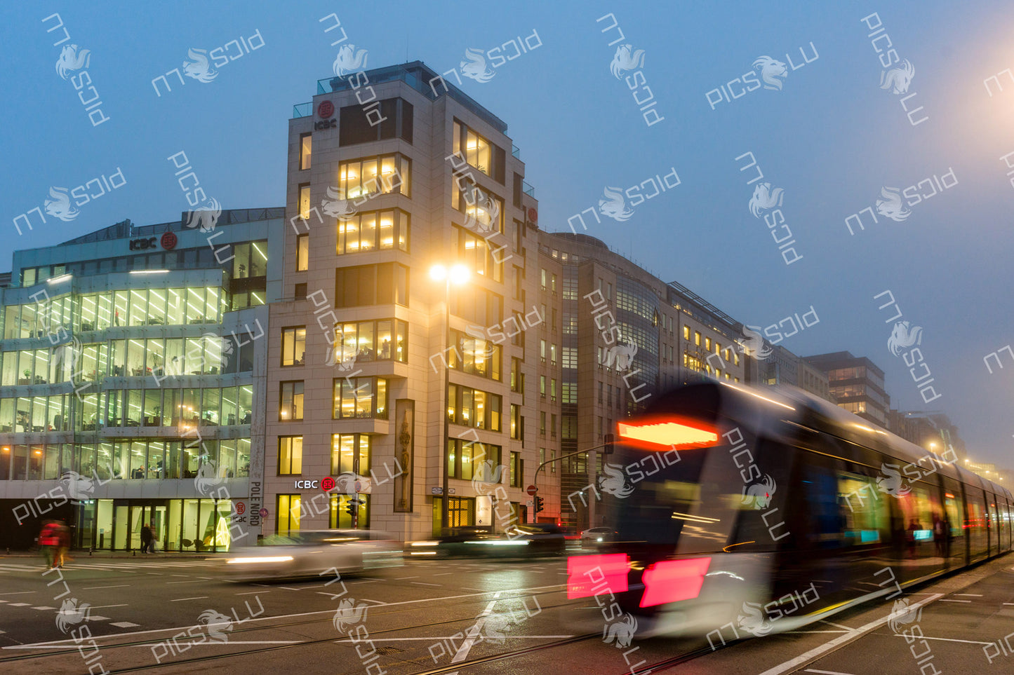 Evening Traffic in Financial District tram