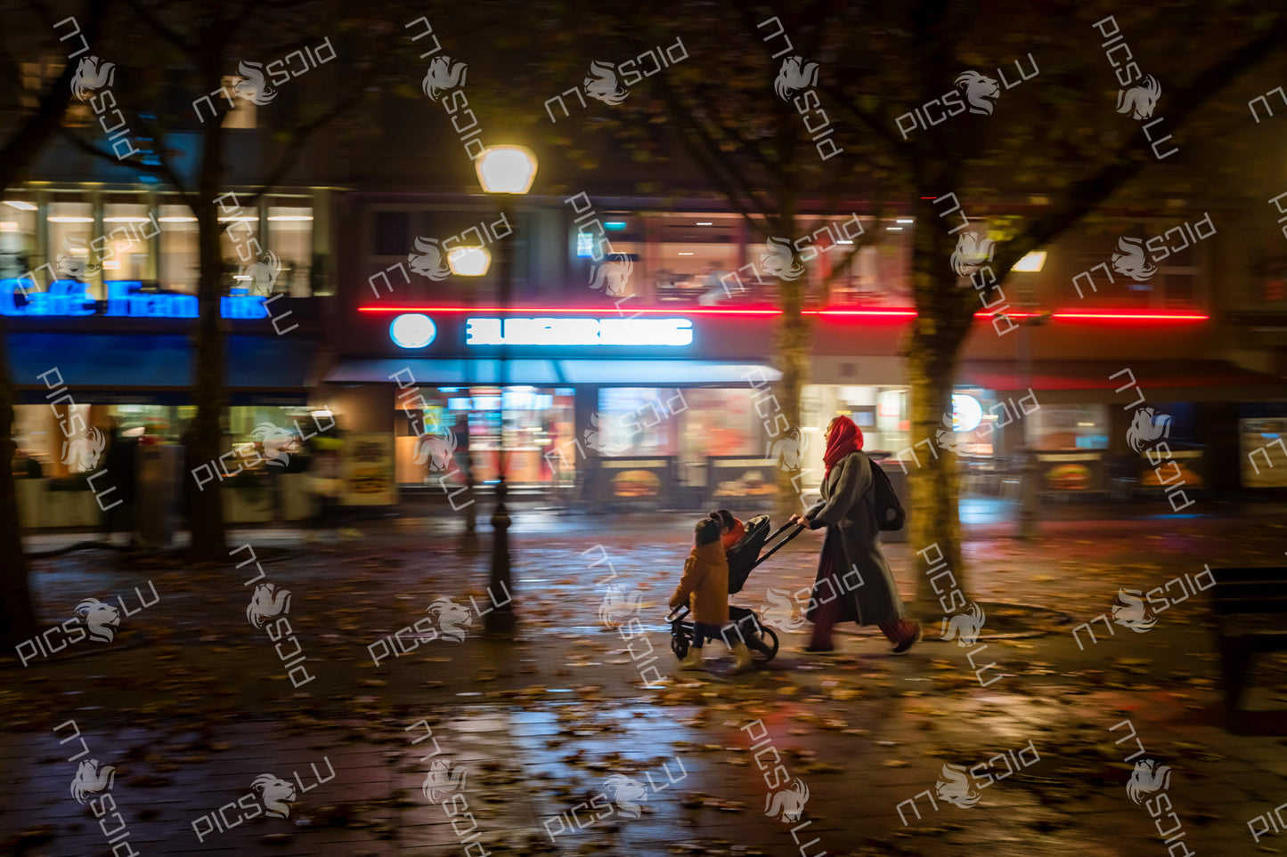Evening Walk Through the City Lights