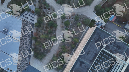 Aerial view of Mudam Museum of Modern Art, I.M. Pei architecture, Luxembourg City